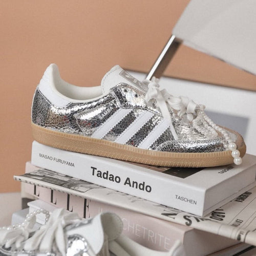 Adidas Samba OG Silver Metallic Cracked Leather