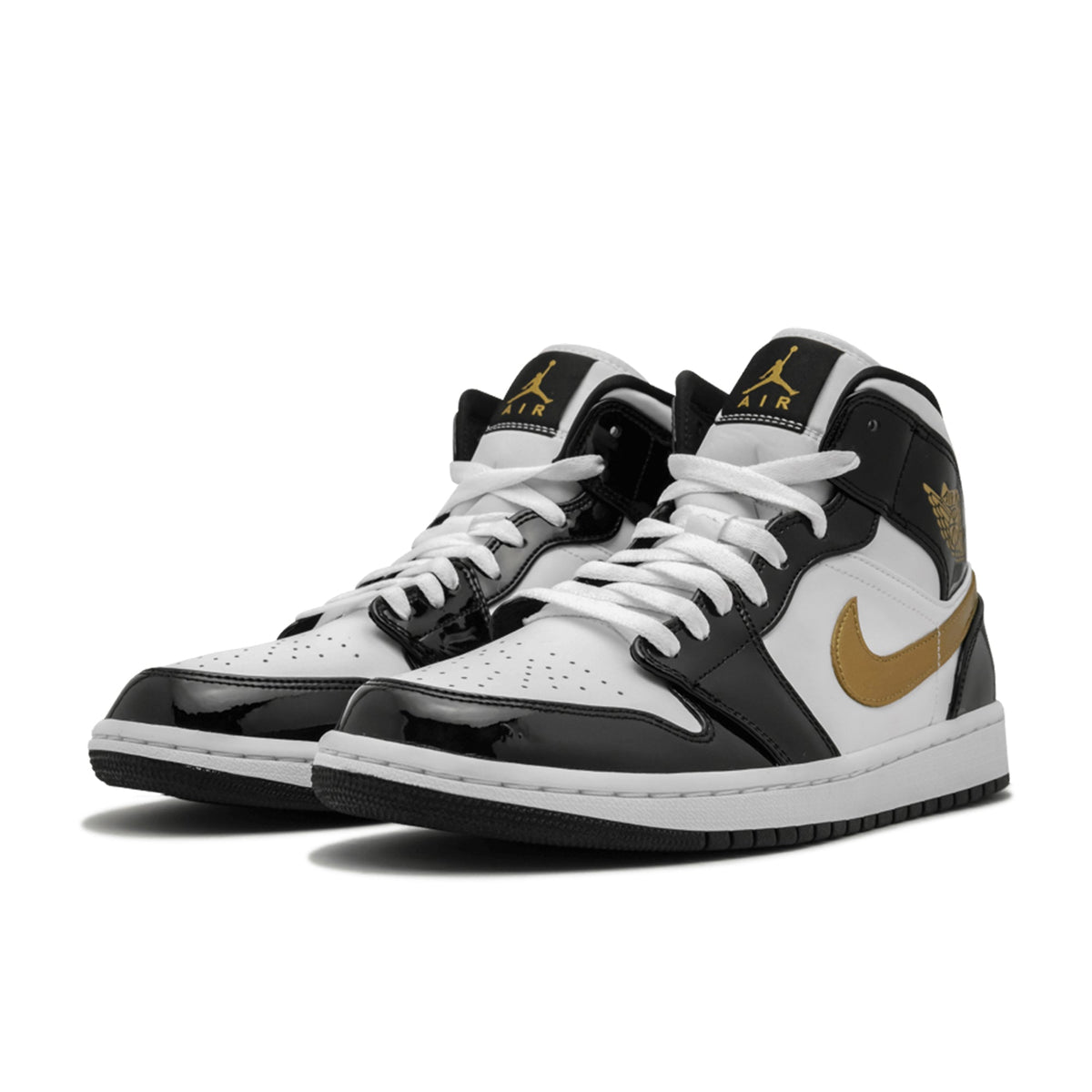 Air Jordan 1 Mid SE Black Gold Patent Leather